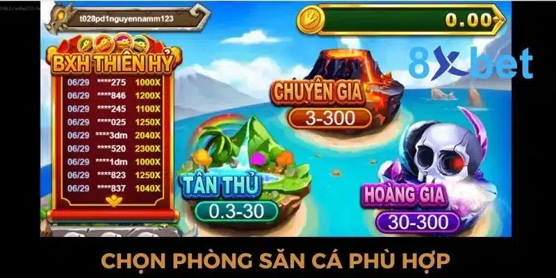 Vua Săn Cá 8xbet - Săn cá thả ga, rinh ngay thưởng lớn 4 Lựa chọn phòng vua săn cá phù hợp